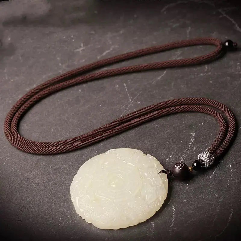 Hetian Jade Dragon Phoenix Five Elements Bagua Pendant SONG KILN