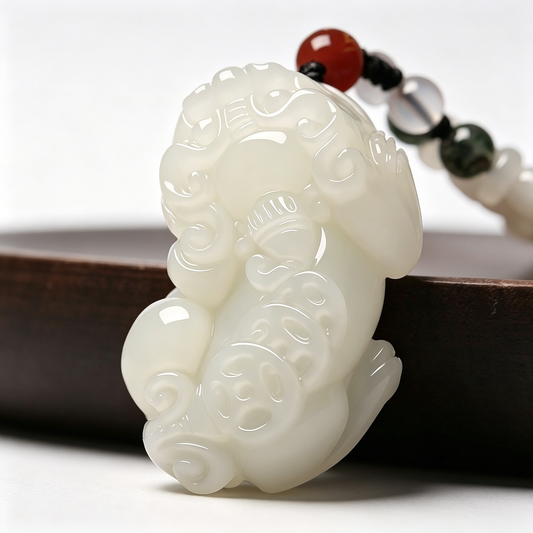 Hetian Jade Pixiu Coin-Back Pendant