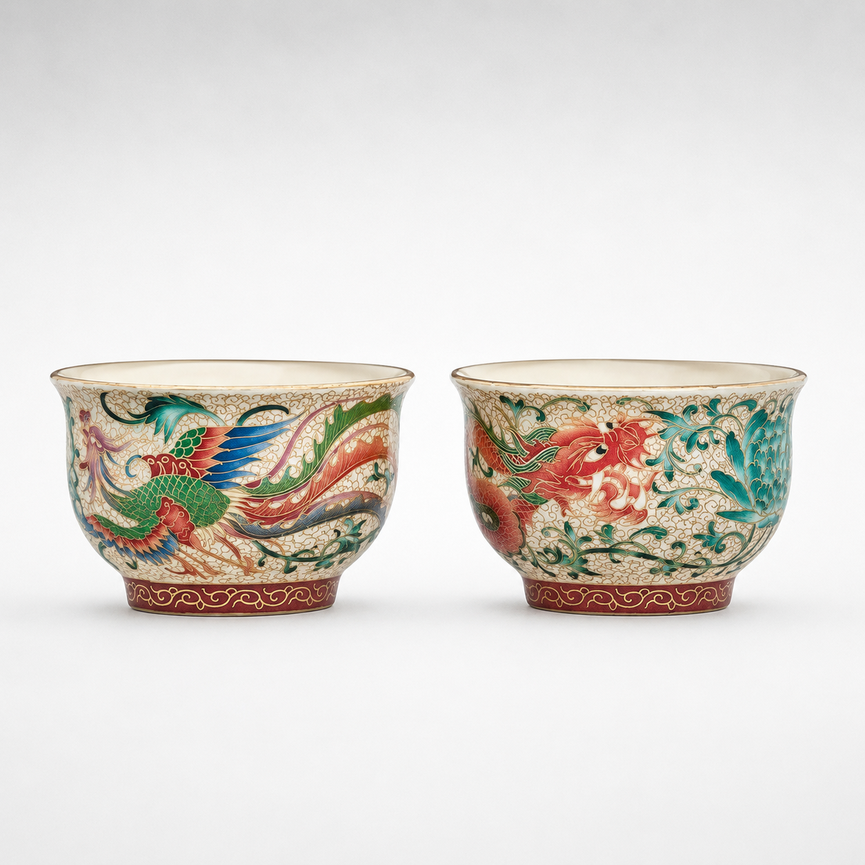 Enamel Gilded Tea Cups