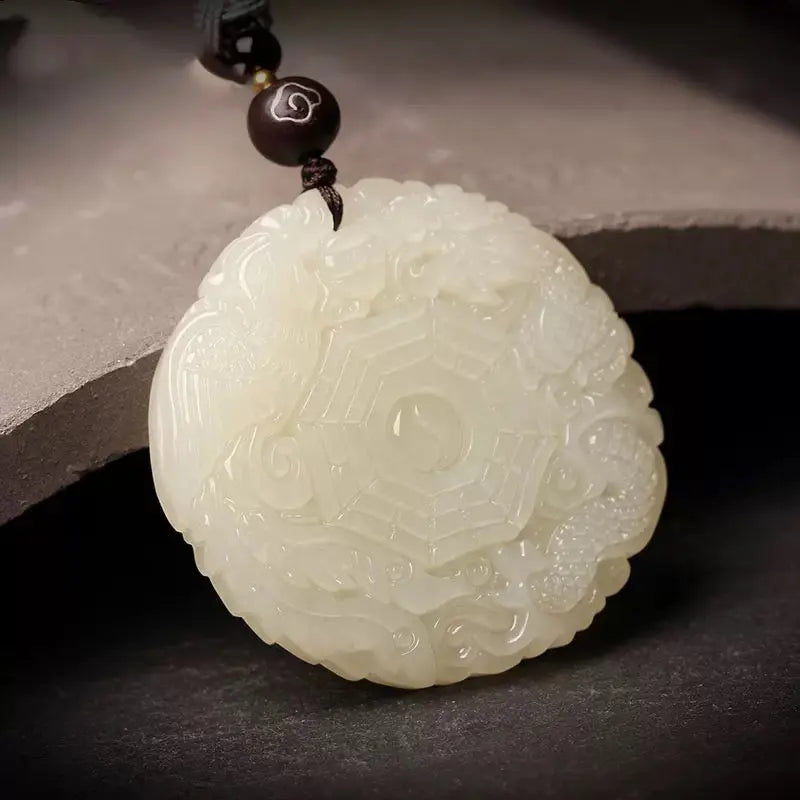 Hetian Jade Dragon Phoenix Five Elements Bagua Pendant SONG KILN