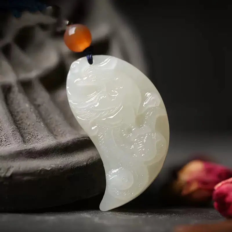 Hetian Jade Dragon Phoenix Plaque Pair, Classic Lovers Love Token Pendant SONG KILN