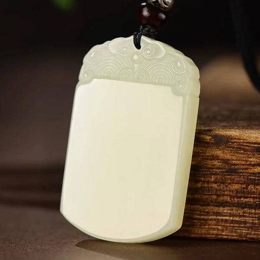 Hetian jade peace plaque pendant SONG KILN