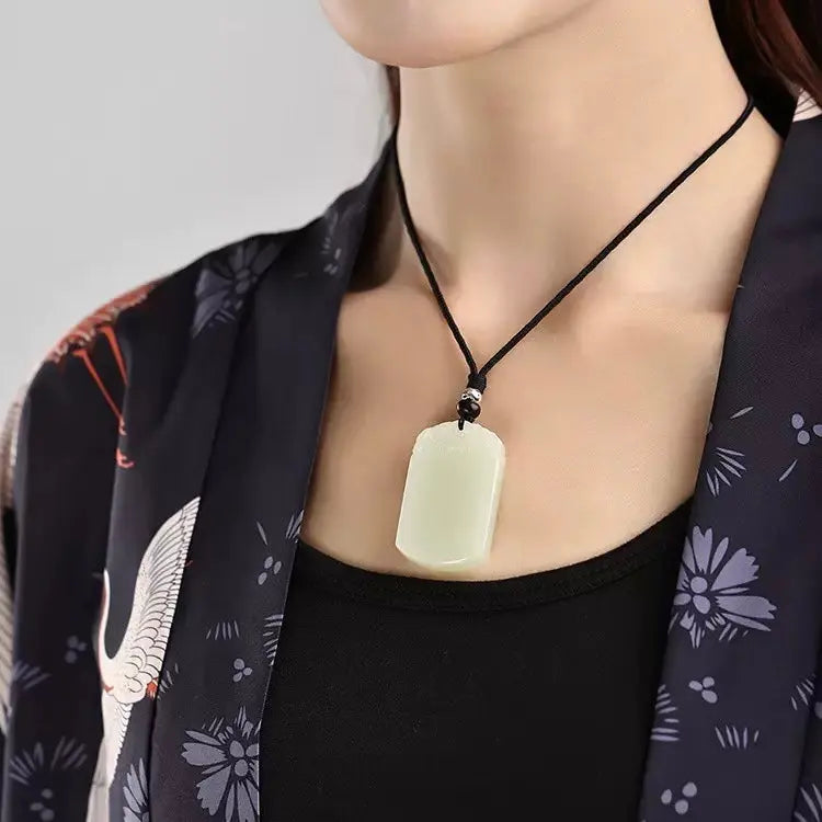 Hetian jade peace plaque pendant SONG KILN